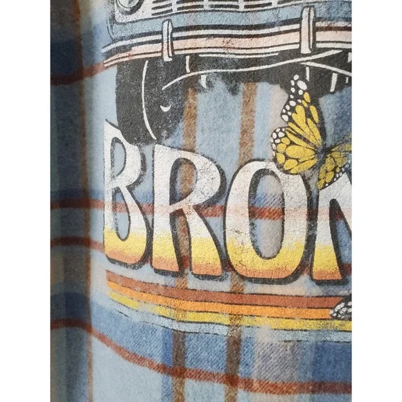 Ford Bronco Plaid Shacket Flannel Shirt Jacket Blue Women's XS Retro Bohemian - Picture 3 of 8
